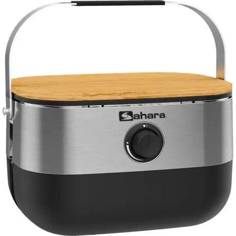 Barbecue à Gaz Portable Compact 2,7kW Grille en Fonte Mini Barbecue de Table Inox Planche à Découper Bois 2 à 4 Personnes Sahara (1/5)
