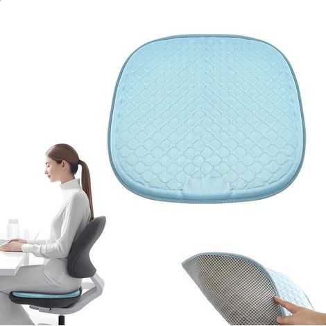 Coussin orthopédique en gel rafraîchissant, structure alvéolaire, 5 couches, housse amovible, dessous antidérapant, pour bureau, voiture, fauteuil roulant, 48 x 46 cm, bleu glacier