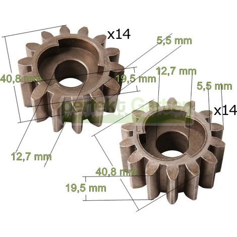 2X pignon d'entraînement 14 dents droite + gauche pour tondeuses importées / magasin de jardinage (1/3)