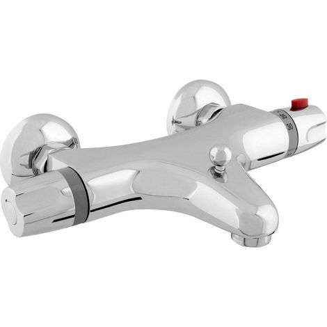 GO par Van Marcke mélangeur baignoire thermostatique blocage de sécurité entraxe 15 cm disques céramiques inclus rosaces et raccords chrome (1/2)