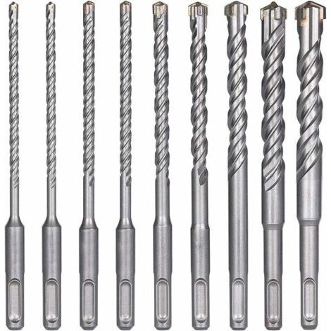 Forets à béton SDS-Plus 9 pièces – Diamètres 5 à 16 mm – Longueur 160 mm – Pointe en carbure de tungstène pour performance optimale (1/5)