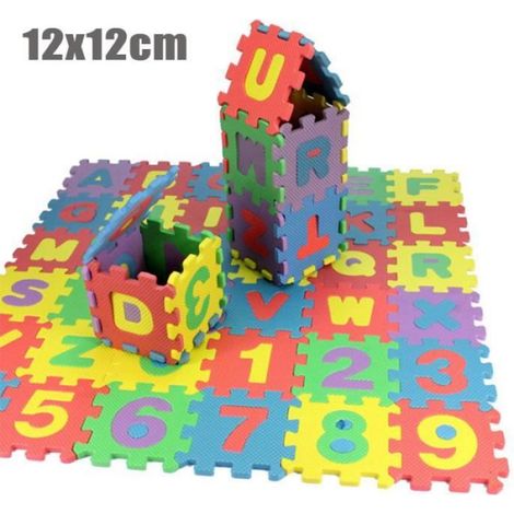 Tapis En Mousse Pour Bébé - Puzzle Lettres Et Chiffres - 12x12 cm - 36 Pièces