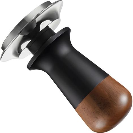 Prensa de café, diseño ergonómico, mecanismo de doble resorte, color nogal. (1/2)