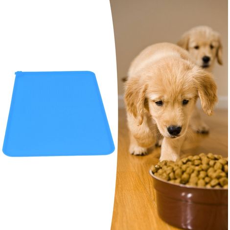Wasserdichte, auslaufsichere und rutschfeste Silikon-Tischmatte für Futternäpfe (blau) (1/5)