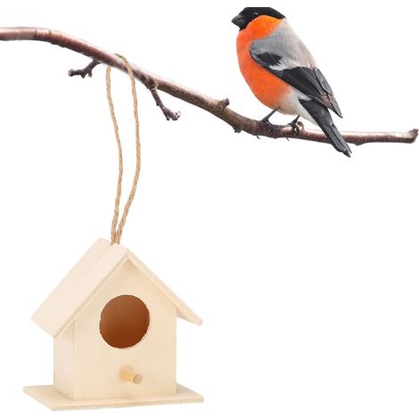 Set di 4 casette per uccelli – in legno naturale – da appendere – nidi artificiali – per uccelli di piccola taglia / fringuelli – fai da te per il giardino