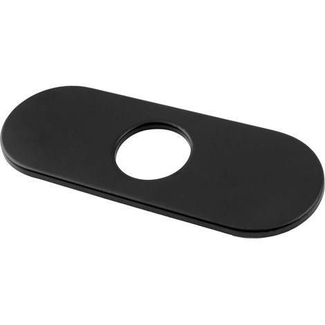 Cache-trou de robinet en acier inoxydable - 1 lot de rosaces rondes pour robinet d'évier de salle de bain et de cuisine à 1 ou 3 trous (noir mat, 159 mm) (1/5)