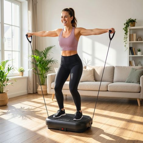 Plateforme Vibrante Fitness Appareil de Musculation 200W Plaque Vibrante 120 Vitesse 5 Programmes Perte de Poids Noir