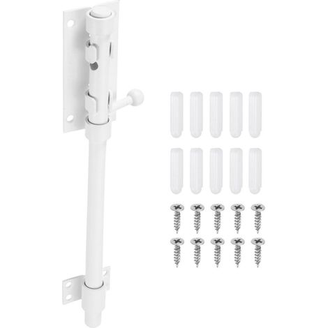 Verrou coulissant 10 pouces acier inoxydable robuste loquet de porte avec œillet pour cadenas Blanc
