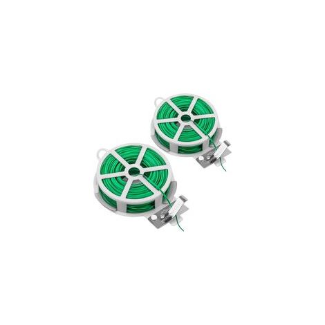 Filo da giardino verde da 50 m con taglierina in plastica, fascette per piante (per pomodori, ecc.) - 2 pezzi - Crezuo