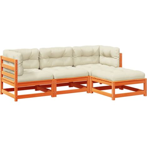 Maison Exclusive - Set de sofás jardín 4 pzas con cojines madera (1/5)