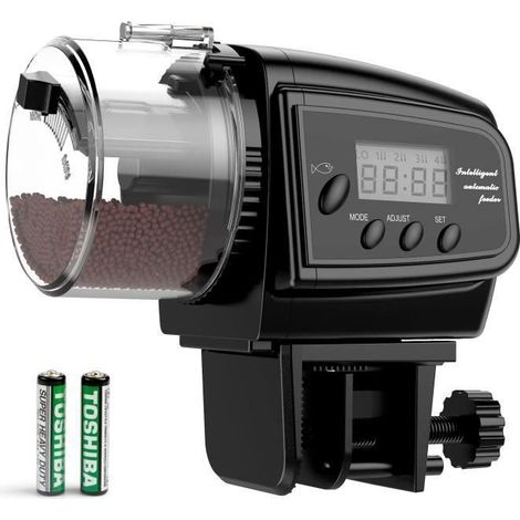 Distributeur Automatique de Nourriture pour Poissons avec Piles, Distributeur Poissons Réglable Multifonctionnel pour Petit (1/4)