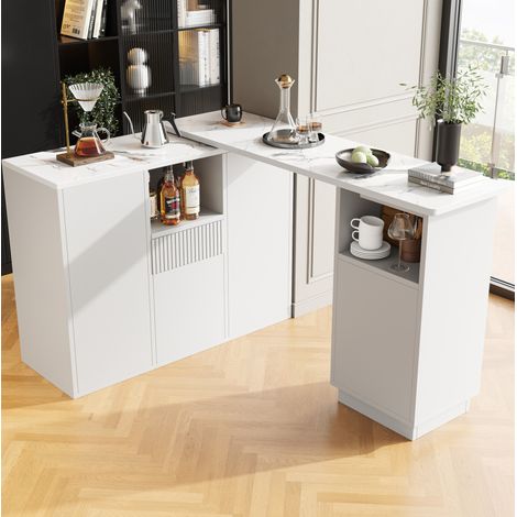 Mesa bar giratoria con almacenaje mármol blanca OKMYHOME (1/5)