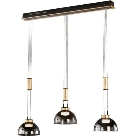 Suspension 3xLED, verre noir fumé et dorée - Fischer & Honsel - Avignon (1/3)