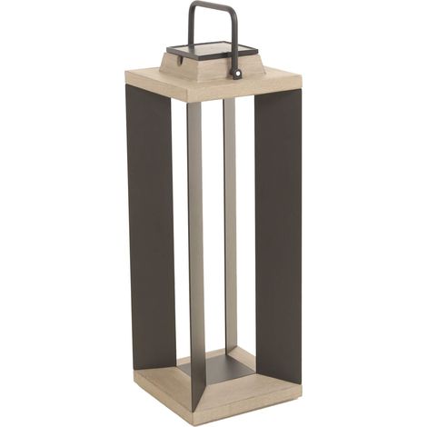 Lanterne solaire extérieure Teckalu en Aluminium Noir et Duratek H.65 cm