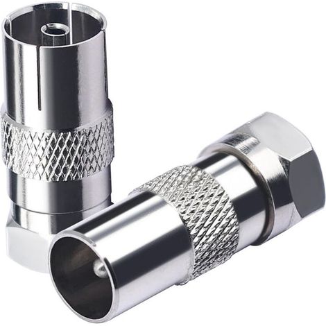Adaptateur pour antenne TV (fiche F vers prise coaxiale) – 2 pièces (1/5)