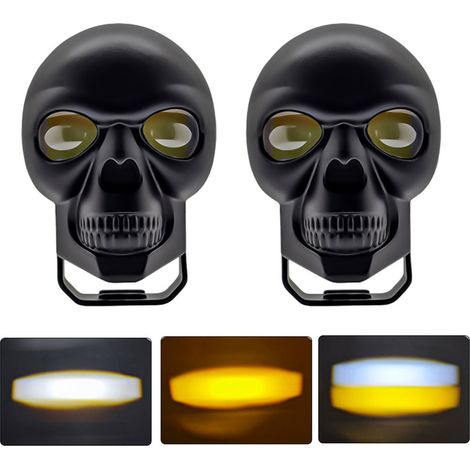 2 pièces moto conduite antibrouillard LED Pod Bar en forme de crâne projecteur lumière auxiliaire phares pour Jeep tout-terrain camion ATV UTV bateau (1/5)