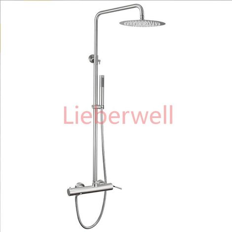 Ensemble de douche VGX en acier inoxydable brossé, mitigeur de douche 3 voies avec fonction pluie (1/5)