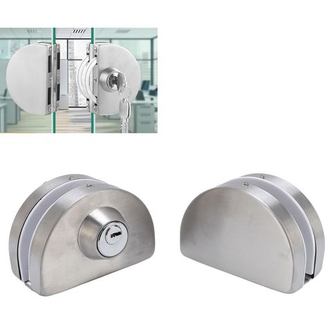 Doppelverriegeltes Glastürschloss, für 10–12 mm Glas, Edelstahl, für Dreh-/Schiebetüren, 3 Schlüssel, einfache Montage (1/5)