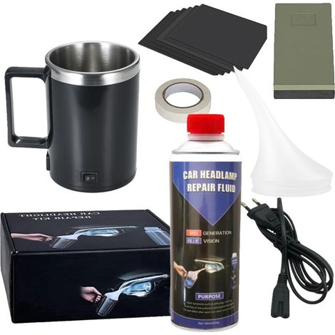 Kit de rénovation de phares, 650 g, 500 ml, Application manuelle, Pour la plupart des types de phares de véhicule, Produit de nettoyage et de polissage (1/5)