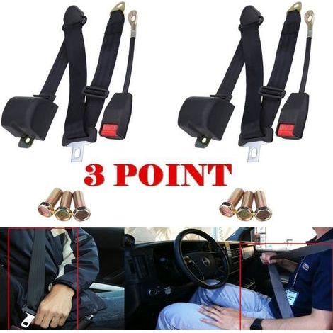 KLVGTIFS PU2 Kit Set Universel 3 points réglable ceinture de sécurité du véhicule Auto Voiture Car VAN Seat Belt +Boulons My22597