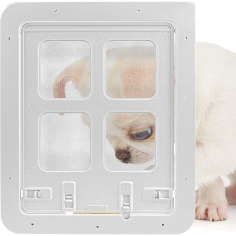 Chatière moustiquaire blanche avec cadre - Taille Grande (L) - Pour grands animaux, système de fermeture magnétique, facile à nettoyer (1/5)