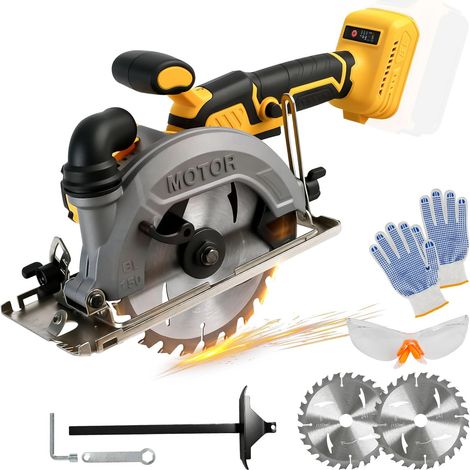Scie Circulaire Sans Fil de 15CM Compatible avec Dewalt Batterie 18/20V (Sans Batterie), Scie Circulaire Sans Balais 6200 Tr/Min avec 2 Lames Scie, Profondeur De Coupe Maximale de 5CM (1/5)