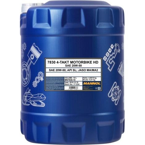 Aceite de motor Mannol para motocicleta 4T HD 20W50 10L V-twin MA2 semisintético (7830) (1/3)