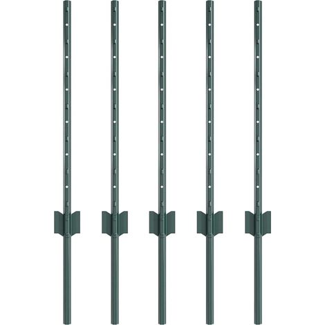 Poteaux de clôture 5 pcs U-Channel Vert 60 cm Acier CFW1918828 (1/5)