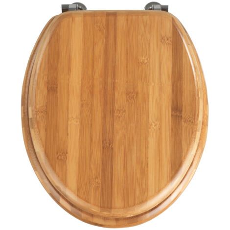 Abattant WC en bambou – Lunette facile à nettoyer – Fixation inox robuste – Dimensions 34x41 cm – Installation rapide sur WC standard (1/5)