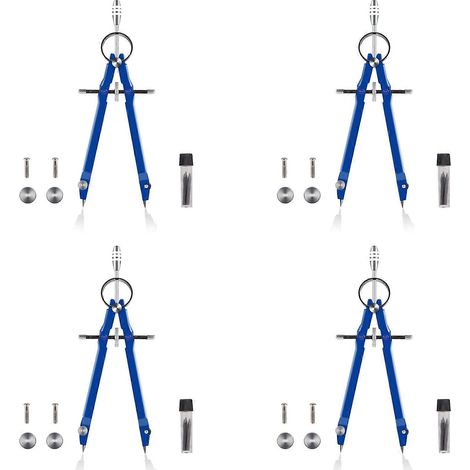 Lot de 4 Compass, Compass Geometry ensemble avec verrou, Math et Precision Compass, métal et Durable(bleu) (1/5)