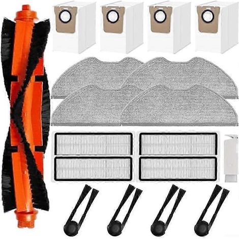 Kit de pièces de rechange pour aspirateur robot H40 OV51, comprenant une brosse latérale, un filtre, une serpillière et un sac à poussière. (1/5)