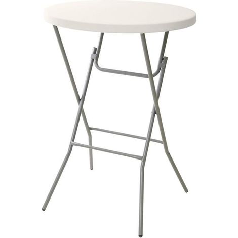 greemotion Table de Bar Haute,Table de Bistro Mange-Debout Ronde,Blanc (1/2)