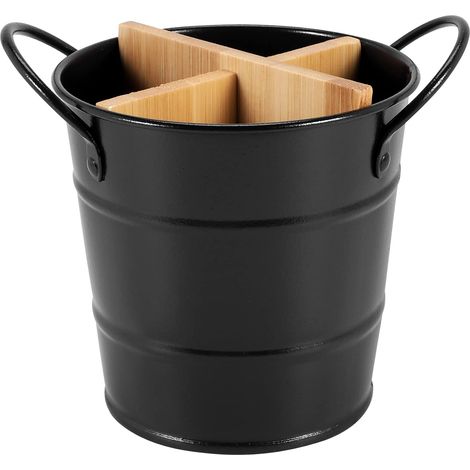 Couverts de Cuisine Organisateur Support de Couteau Support de Rangement CuillèRe SéParéE Fourchette Ustensiles de Cuisine Outil de Cuisine Seau Noir (1/5)