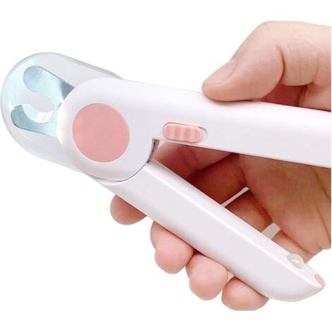 Professionelle Krallenschneider für Hunde und Katzen, mit LED-Licht und Spritzschutz, für kleine und mittlere Tiere (Rosa) (1/5)