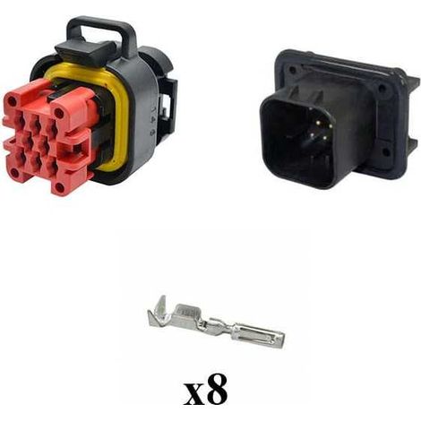 Kit Connettore Ampseal Maschio Femmina 8 Vie Nero da circuito stampato 90°