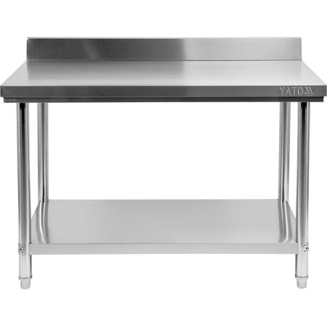 Edelstahl Arbeitstisch mit Regal 140x70x85+10 cm