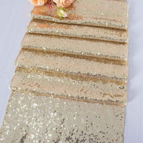 (Or Clair, 1)Chemin de Table à Paillettes Or Rose pour Mariage / décoration d'évènements 30.5 x 182cm (1/5)