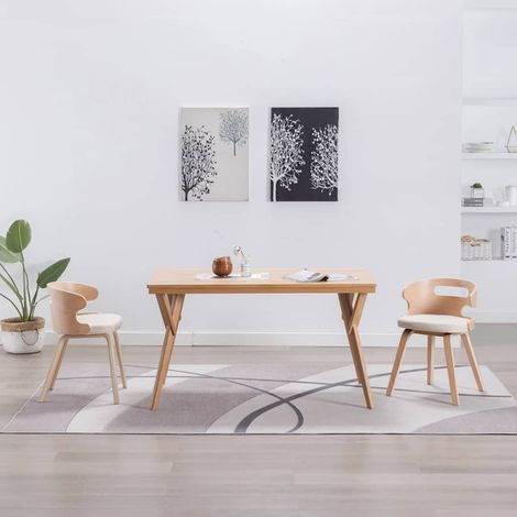 vidaXL Sillas de comedor 2 uds madera curvada y cuero sintético crema (1/5)
