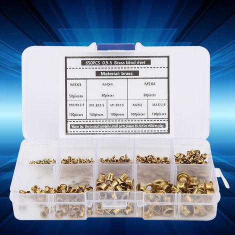 Kit de 650 œillets en laiton, rivets, boutonnières creuses en métal, accessoires de quincaillerie (1/5)
