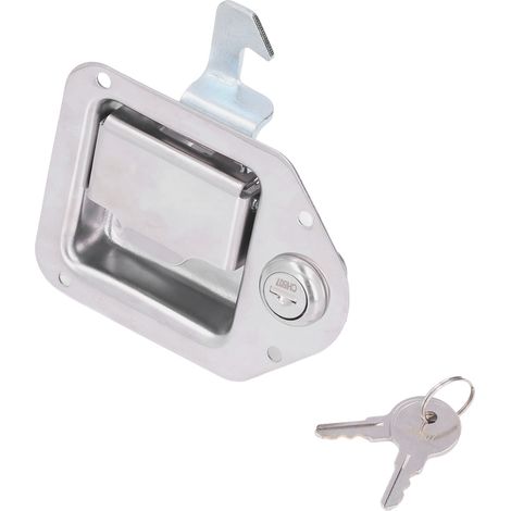 Coffre à Outils Poignée Loquet avec 2 Clés, Acier Inoxydable 304, Argent, Serrure à Palette pour Camion, Caravane, Quad, UTV (1/5)