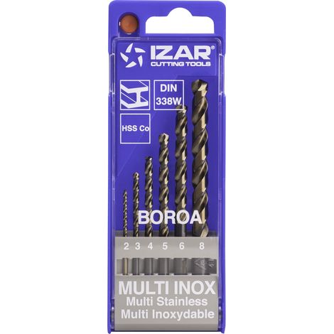 JUEGO BROCAS DIN338 6-UDS.-1462-2-3-4-5-6-8 HSSE MULTI-INOX (1021) - IZAR (1/2)