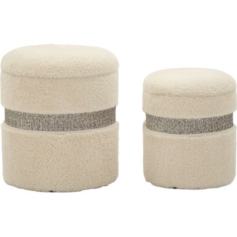 Lot de 2 Poufs Coffres "Saint Moritz" 47cm Crème
