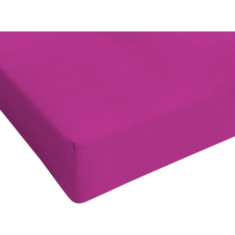 Italian Bed Linen, Max Color, Lenzuolo sotto, Fucsia, 1 Posto e Mezzo Francese (1/3)