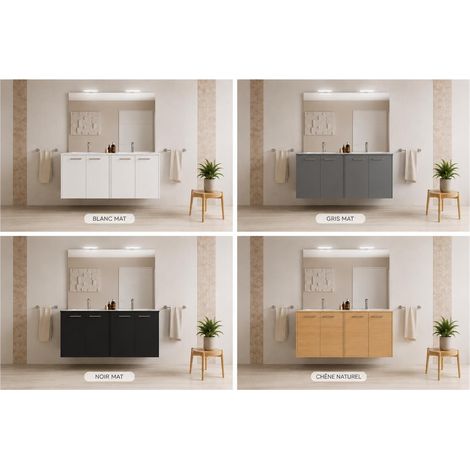 Ensemble meuble série City (1200 mm - portes) - Longueur: 1200 mm - Hauteur caisson: 660 mm- Profondeur caisson: 450 mm - chêne naturel - SALGAR (1/5)