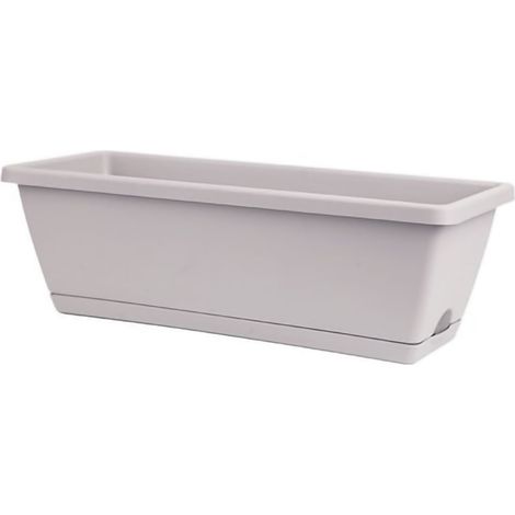 Fioriera rettangolare in plastica 50x19 cm – grigio chiaro – vasi per fiori e ortaggi – balcone/casa