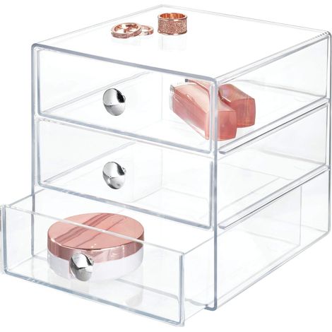 Transparenter Schminkorganizer mit 3 Schubladen, Aufbewahrungsbox aus Kunststoff (1/5)