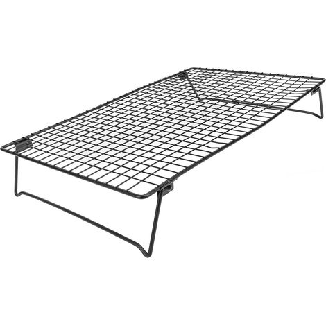 Grille de refroidissement pliable et multifonctionnelle en fil d'acier au carbone noir pour la cuisson des biscuits. (1/5)
