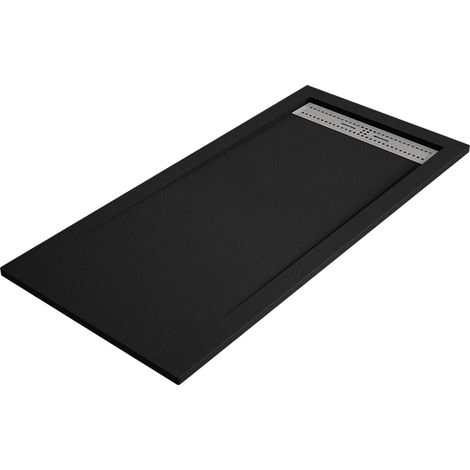 Receveur de douche BIDAI 90x120 cm Noir grille en acier (1/5)