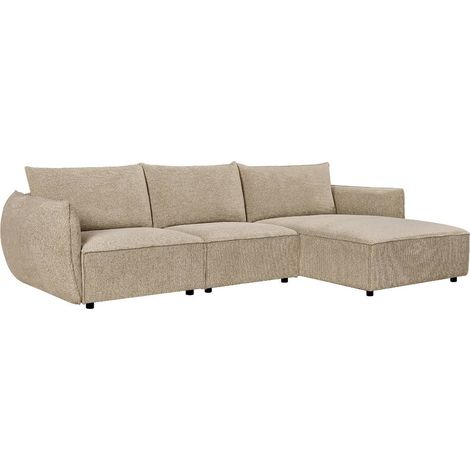 Canapé d'angle en tissu beige Lysoria (1/5)