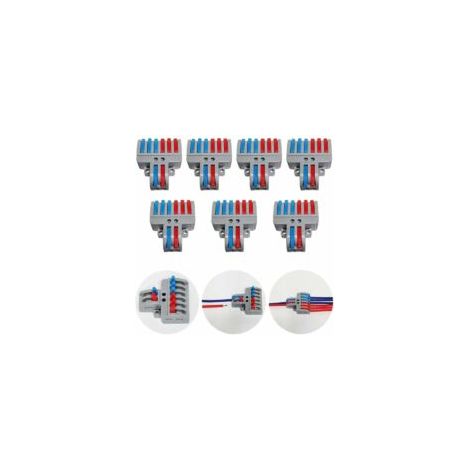 CTRICALVER Klemmenblock-Set, Hebelklemmen-Set, Steckkabelverbinder, kompakte Steckklemmen, 7 Stück 8-polige Klemmen, mit Befestigungsschrauben (2 in 6) - Crezuo (1/4)